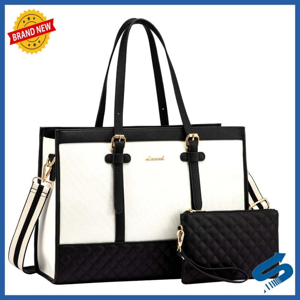 Canvas Laptop Tote Bag Large Capacity Work Briefcase Chic Casual Travel